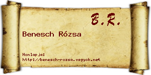 Benesch Rózsa névjegykártya